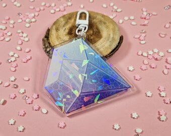 Opal Holographic Crystal Acrylic Keychain Bag Charm Cute Purse Accessories Gift Ideas Birthday Keyring Accessory