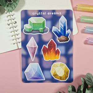 Crystal Dreams Stickersheet Cute Bullet Journal Stickers Planner Journal Sticker Sheet Stationery Gemstone Mineral