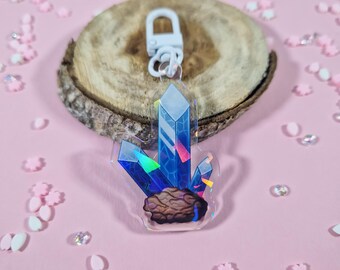 Blue Holographic Crystal Acrylic Keychain Cute Purse Accessories Gift Ideas Birthday Keyring Accessory