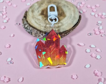 Red Holographic Crystal Acrylic Keychain Cute Purse Accessories Gift Ideas Birthday Keyring Accessory