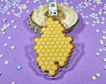 Honeycomb Acrylic Keychain Charm Cute Bag Purse Accessories Gift Ideas Birthday Keyring Key Accessory Cottagecore
