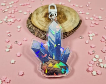 Blue Holographic Crystal Acrylic Keychain Bag Charm Cute Purse Accessories Gift Ideas Birthday Keyring Accessory