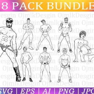 Nackter Mann Svg Bundle, männlicher Sportler Nudisten, erotische Gay Svg, Gay Love, Sexy Mann Svg, Reife männliche Svg, Gay Illustration, Gay Geschenk, Sofortiger Download