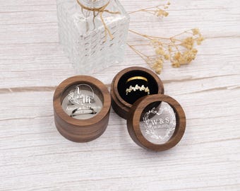 Personalized Walnut Ring Box with Acrylic Lid, Custom Wedding Ring Holder, Proposal Keepsake Box, Engagement Gift for Couple, Gift for Her