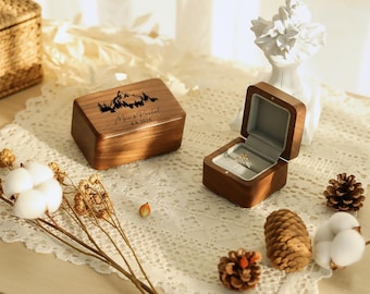 Personalized Wooden Ring Box, Custom Proposal Box, Engraved Walnut Wedding Ring Box, Ring Bearer Box, Engagement Gift for Couple
