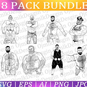 Macho Man Svg, Nude Man Svg Bundle, Nudisti atleta maschio, Erotic Gay Svg, Sexy man Svg, Mature Male Svg, Gay illustration, Instant Download