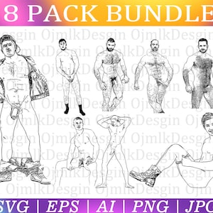 Nude Man Svg Bundle, Nudistes athlètes masculins, Erotic Gay Svg, Gay Love, Sexy man Svg,Mature Male Svg,Gay illustration,Gay gift,Instant Download