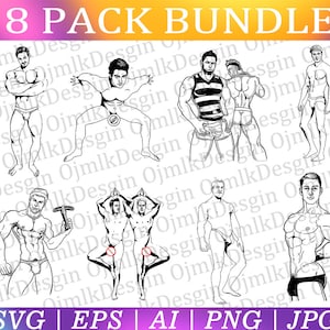 Nude Man Svg Bundle, Nudistes athlètes masculins, Erotic Gay Svg, Gay Love, Sexy man Svg,Mature Male Svg,Gay illustration,Gay gift,Instant Download