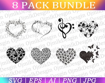 Heart Svg Bundle, Heart Svg, Hand Drawn Heart svg, Open Heart Svg, Love Svg, Heart and Butterflies Svg Valentine Svg, Instant Download
