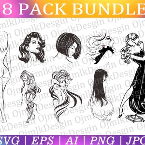 8 Pack Sexy Women Svg Bundle, Ladies Body Svg, Erotic Woman Svg, Booty Svg Bundle, Sexy Lady Svg, Sex Silhouette Svg, Téléchargement instantané
