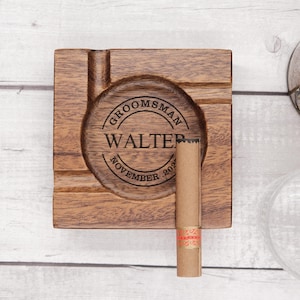 Personalisierter Holz Zigarrenaschenbecher, Zigarrenhalter, Einzigartiger Aschenbecher, Aschenbecher aus Walnussholz, Zigarrenzubehör, Geschenk für Ehemann und Vater, Geschenk für den Trauzeugen