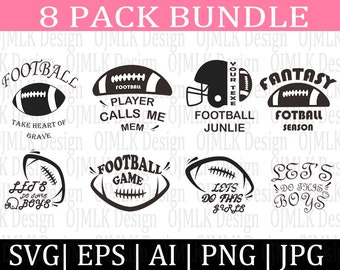 8 Pack Football SVG Bundle,Football Mom SVG Bundle,Football Shirt SVG,Football Life SVG,Football SVG Designs,Football Day,Instant Download