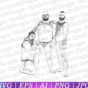 Macho Mann Svg, Nackter Mann Svg, männlicher Sportler Nackter, erotischer Gay Svg, Sexy Mann Svg, Bär Mann, Reife männliche Svg, Gay Illustration, Sofortiger Download
