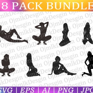 8Er Pack Sexy Damen Svg Bundle, Damen Body Svg, Sex Silhouette Svg, Erotische Frau Svg, Booty Svg Bundle, Sexy Lady Svg, Sofortiger Download