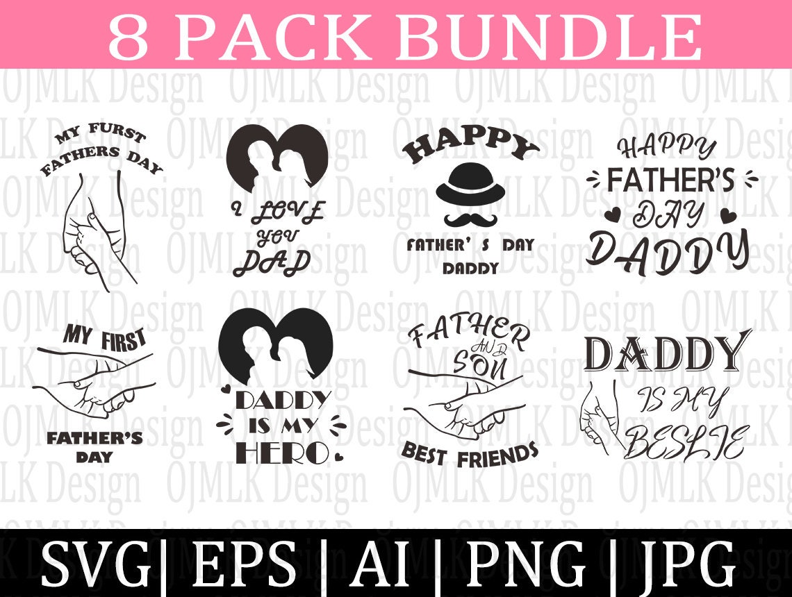 8 Pack Fathers Day SVG Bundle, Father's Day Svg, Dad Quotes Svg, Daddy ...