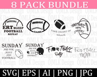 8 Pack Football SVG Bundle,Football Mom SVG Bundle,Football Shirt SVG,Football Life SVG,Football SVG Designs,Football Day,Instant Download