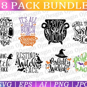 Halloween Svg Bundle, Halloween Svg, Witch Svg, Ghost Svg, Pumpkin Svg, Halloween Vector, Sarcastic Svg,Haloween Silhouette,lnstant Download