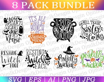 Halloween Svg Bundle, Halloween Svg, Witch Svg, Ghost Svg, Pumpkin Svg, Halloween Vector, Sarcastic Svg,Haloween Silhouette,lnstant Download