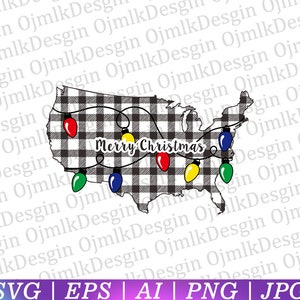 Merry Christmas United States Map Svg, Christmas Svg, Santa Svg, Merry Christmas, Lustiges Weihnachtsshirt, Cut File Cricut, Sofort Download