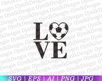 I love Soccer Svg, Soccer Heart Svg, Soccer game svg cut file, Soccer heart cut file, Soccer Heartbeats,Soccer Template Svg,Instant Download