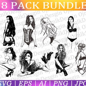Pacote Svg de mulheres sexy com 8 pacotes, corpo feminino Svg, silhueta de sexo Svg, mulher erótica Svg, pacote Booty Svg, Sexy Lady Svg, download instantâneo
