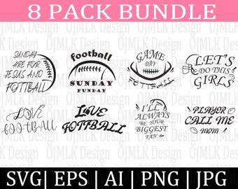 8 Pack Football SVG Bundle,Football Mom SVG Bundle,Football Shirt SVG,Football Life SVG,Football SVG Designs,Football Day,Instant Download
