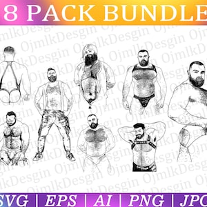 Macho Man Svg, Nude Man Svg Bundle, Nudistes athlètes masculins, Gay svg érotique, Homme sexy Svg, Homme mature Svg, Illustration gay, Téléchargement instantané