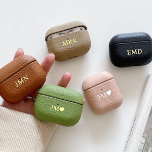Gepersonaliseerde lederen tas voor AirPods 1,2,3,4 en Pro 1, 2 leren tas, monogram premium leren hoes, op maat gegraveerde AirPods-hoes
