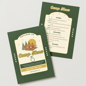 Camp Junggesellinnenabschied Einladung und Reiseplan | Mädchen-Wochenende einladen | Glampende Junggesellin