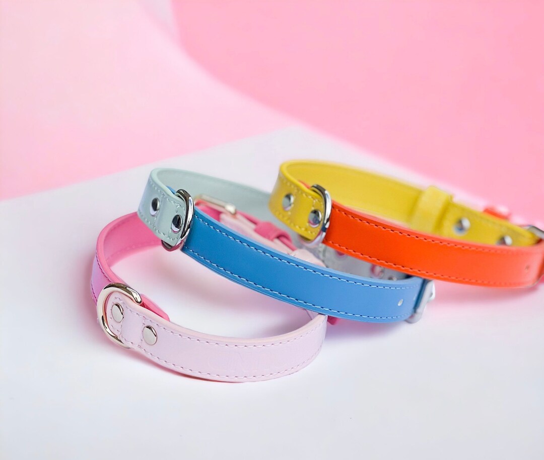 Two Toned Vegan Leather Dog Collars Vegan Leather Dog Collar Etsy