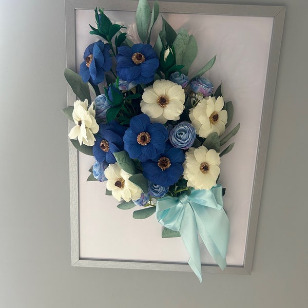 Wall Frame Arrangement, Paper Flower Bouquet, Floral Home Decor, Flower Gift for Her