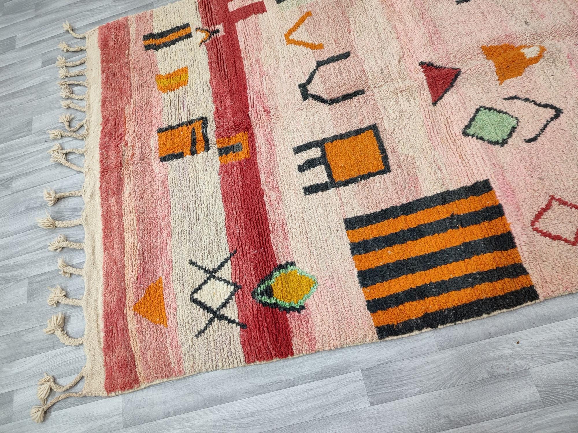 ボヘミアンモロッコウールラグ - 手織りのヴィンテージスタイルの