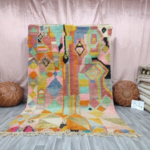 CHARMING BOUJAAD RUG, Made To Order Rug, Handmade Moroccan Rug, Boho Abstract Woven Rug,Washable Rug, Multicolor Area Rug, Cozy Colorful Rug