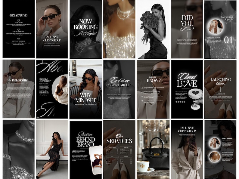 Mörk lyxig varumärkesbyggsats för företag – Canva Instagram-mallar för coacher bild 4