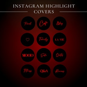 Instagram Highlight Covers | Red Neon Glow Instagram Highlights | Minimal Instagram Highlight  | Instagram Template | Canva Template