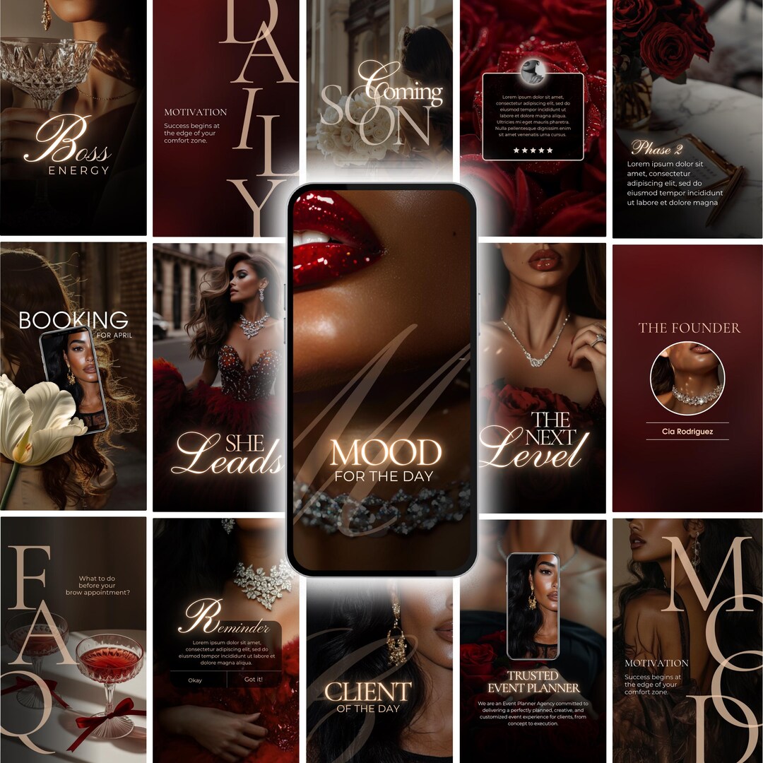 Luxury Coaching Instagram Canva Templates: Burgundy Social Media Reel ...