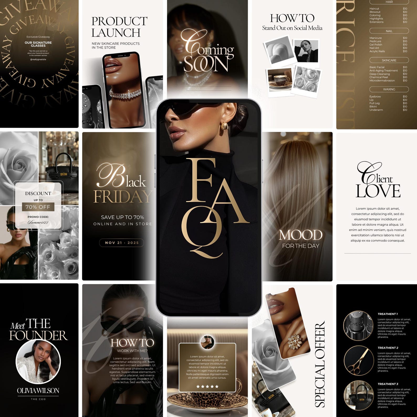 Luxury Instagram Canva Templates for Reels & Stories – Black Gold ...