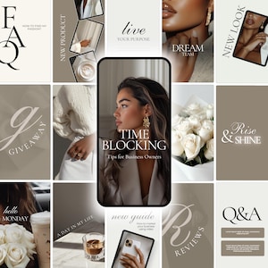 Neutral Instagram Templates for Canva – Beige Aesthetic Social Media Posts | Editable Canva Templates for Small Business, Reel cover