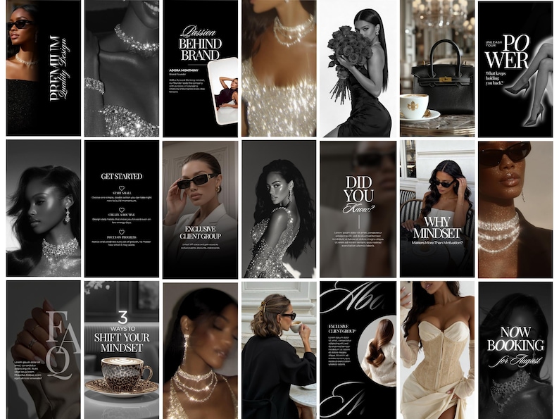 Mörk lyxig varumärkesbyggsats för företag – Canva Instagram-mallar för coacher bild 5