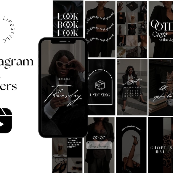 Instagram Reel And Story Templates | Dark IG Reel Cover Template | Modern IG Reels Covers | Trendy Lifestyle And Fashion Reels Template