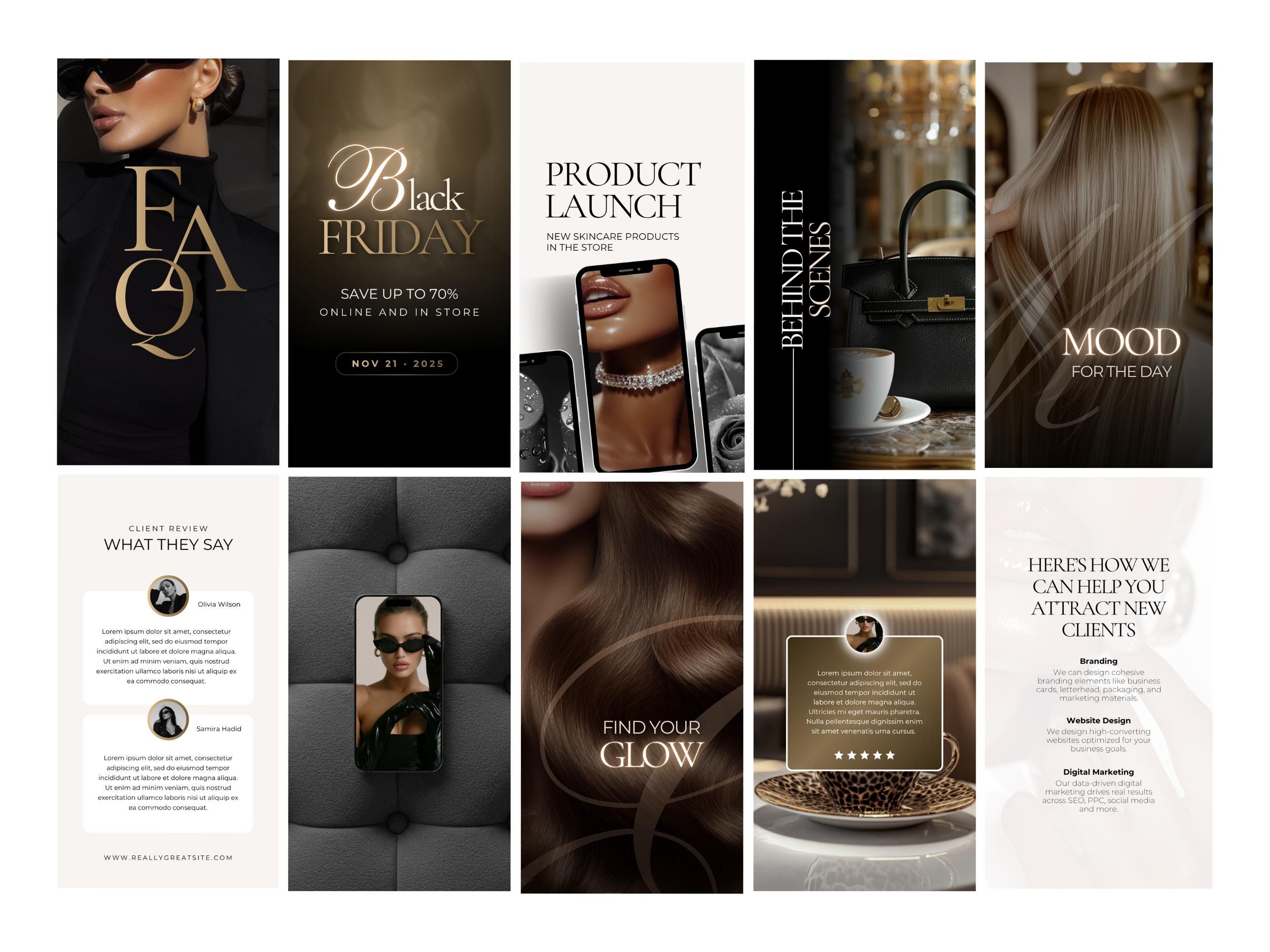 Luxury Instagram Canva Templates for Reels & Stories – Black Gold ...