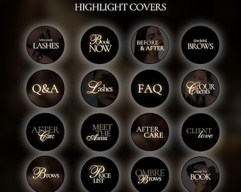 Eleganta Instagram Highlight Covers | | Mallar för Instagram Highlights | PMU Highlights Cover | Frans Highlight Covers | PMU Artist Mallar