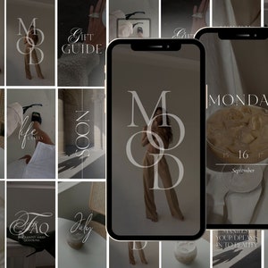 Può includere: Un collage di immagini che presentano una varietà di contenuti di stile di vita e moda. Le immagini includono una donna che indossa un abito marrone, una tazza di caffè, una sovrapposizione di testo che dice "Lunedì" e una sovrapposizione di testo che dice "Guida ai regali".