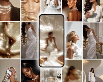 Luxus Canva Vorlagen für Instagram - Beige und Gold Elegantes Social Media Stock Image Bundle für Marken