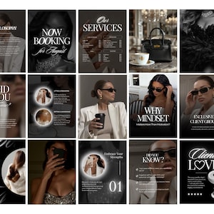 Mörk lyxig varumärkesbyggsats för företag – Canva Instagram-mallar för coacher bild 6