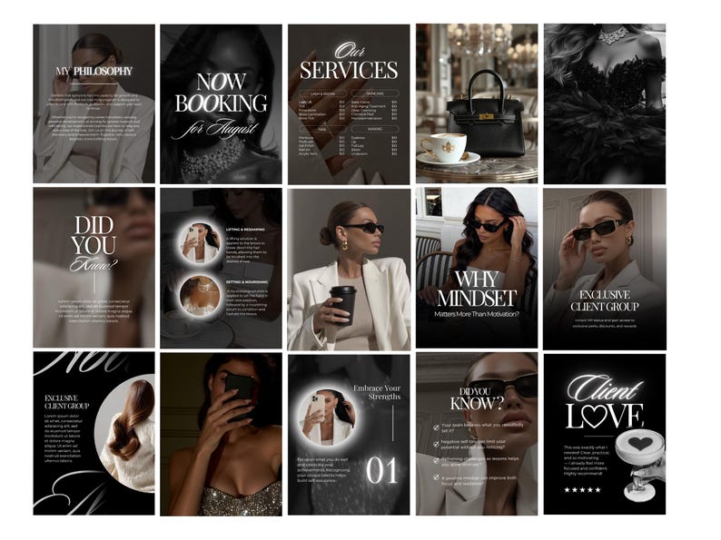 Mörk lyxig varumärkesbyggsats för företag – Canva Instagram-mallar för coacher bild 6