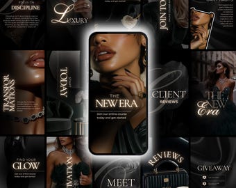 Dark Moody Instagram Canva Templates | Business Luxury Personal Branding Social Media Kit