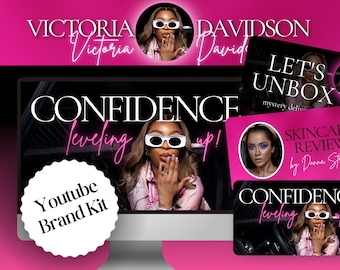 Youtube Branding Kit | Brand Kit for Youtube | Youtube Thumbnails | Youtube Intro | Youtube Template | Pink Youtube Banner | Youtube Views