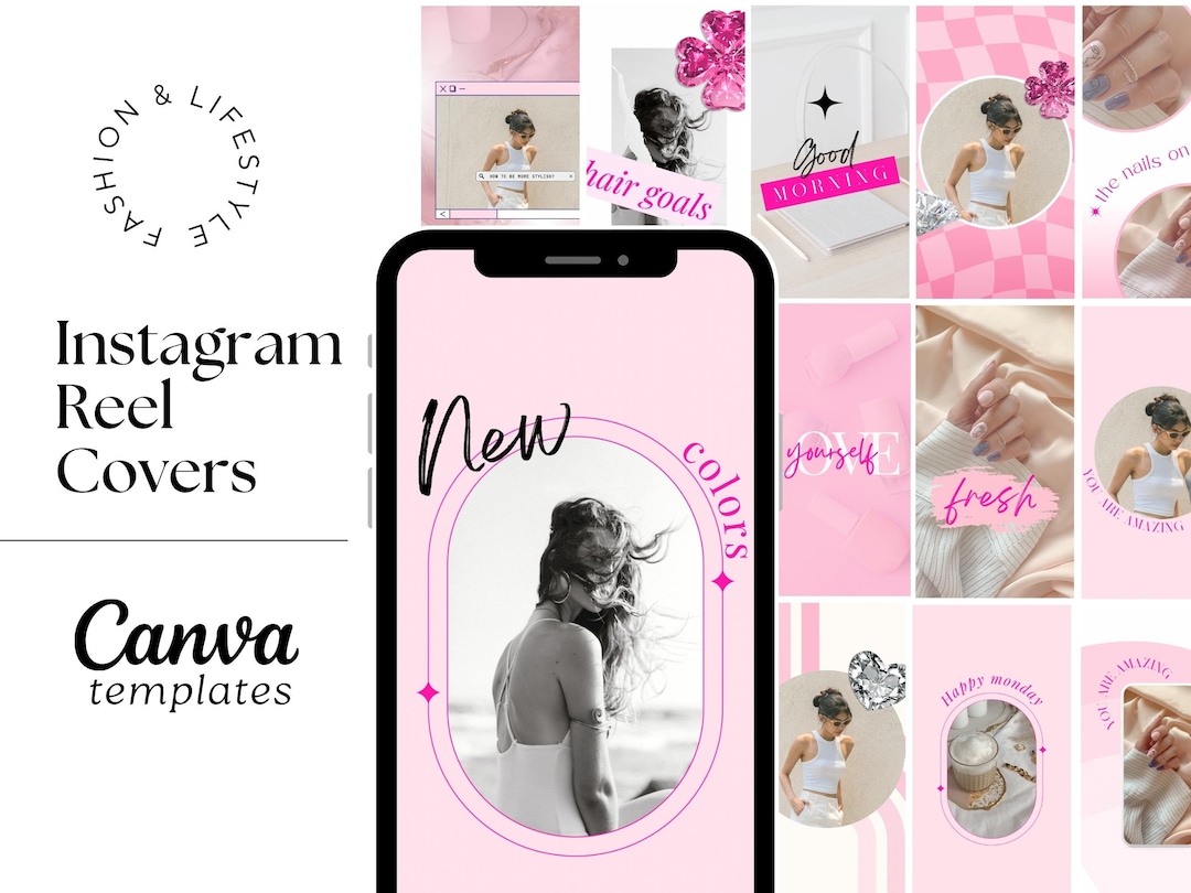 Instagram Reels and Story Templates Pink Collage Reel Cover Template Modern Reels  Covers Pink Reel Cover 