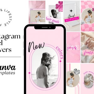 Instagram Reels And Story Templates | Pink Collage Reel Cover Template | Modern Reels Covers | Pink Reel Cover
